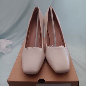 Coutgo Women's Pointed Toe High Heels Whie Solid On White Heels Slip